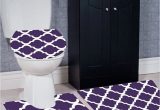 Three Piece Bathroom Rug Sets Wpm 3 Piece Bath Rug Set Diamond Pattern Bathroom Rug 50cmx80cm Contour Mat 50cmx50cm with Lid Cover Purple