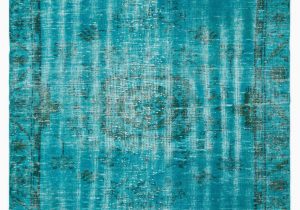 Tiffany Blue area Rug Over Dyed Turkish Vintage Rug 5 5" X 8 11" 65 In X 107