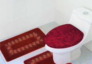 Toilet Seat Cover and Rug Bathroom Set 3pc Bathroom Set Rug Contour Mat toilet Lid Cover In Home
