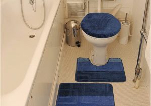 Toilet Seat Cover and Rug Bathroom Set Blue Bath Mat Set Bath Mat Pedestal Mat toilet Seat Cover 3 Piece Set Non Slip Bathroom Rug Mat