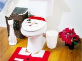 Toilet Seat Cover and Rug Bathroom Set Ebase Santa toilet Seat Cover & Rug & Tissue Box Cover Bathroom Set for Christmas Decoration