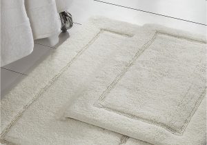 Turkish Cotton Loop Bath Rug Modern Threads White solid Loop Non Slip Bath Mat 2 Piece Set