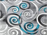 Turquoise and Black area Rug Spiral Swirls Modern Contemporary Hand Carved area Rug