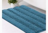 Turquoise Color Bathroom Rugs Turquoise Blue Striped Chenille Bath Rug Super soft