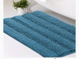 Turquoise Color Bathroom Rugs Turquoise Blue Striped Chenille Bath Rug Super soft