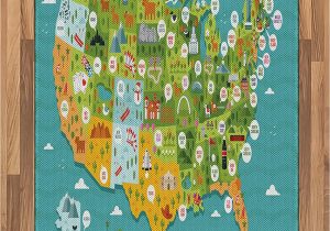 United States Map area Rug Amazon Lunarable Usa area Rug Cartoon Style Map Of