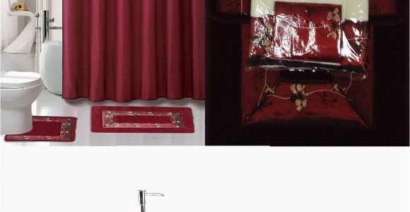 Walmart Red Bath Rugs 22 Piece Bath Accessory Set Burgundy Red Bath Rug Set Shower Curtain & Accessories Walmart