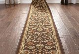 Washable area Rugs with Rubber Backing Well Woven Custom Size 22" Wide by Select Your Runner Length Non Slip Rubber Backed Machine Washable Halll Rug Timeless oriental Brown Indoor Outdoor