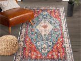 Washable Rubber Backed area Rugs Earthall Boho area Rug, Throw Rugs with Rubber Backing 3 X 5 Entry Way Rugs Faux Wool soft Non-slip Low-pile Indoor Doormat Machine Washable Rug …
