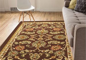 Washable Rubber Backed area Rugs Non-skid / Slip Rubber Back Antibacterial 3×5 ( 3’3″ X 4’7″ ) Door Mat Rug Timeless oriental Brown Traditional Classic Sarouk Thin Low Pile Machine …