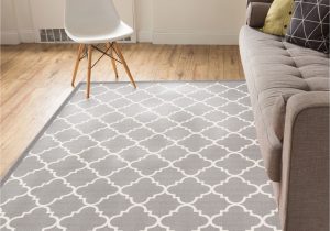 Washable Rubber Backed area Rugs Non-skid Slip Rubber Back Antibacterial 8×10 (7’10” X 9’10”) area Rug Dallas Moroccan Trellis Grey Modern Geometric Lattice Thin Low Pile Machine …