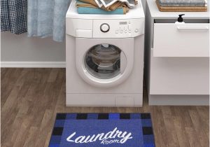 Washing area Rug at Laundromat Ottomanson Laundromat Collection Non-slip Rubberback Checkered …