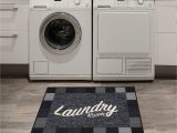 Washing area Rug at Laundromat Ottomanson Laundry Collection Non-slip Rubberback Checkered Border Design 2×3 Laundry Room area Rug/entryway Mat, 26″ X 35″, Black