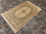 Wayfair area Rugs 4 X 6 One-of-a-kind Hand-knotted New Age 4′ X 6′ Silk area Rug In Beige/gold