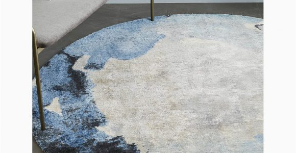 West Elm Blue Rugs West Elm Round Watermark Rug Dia 183cm Blue at John Lewis