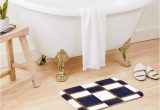 White and Gold Bath Rug Graphic In White Midnight Blue and Gold