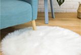 White Faux Fur Bathroom Rug Ciicool soft Faux Sheepskin Fur area Rugs Round Fluffy Rugs for Bedroom Silky Fuzzy Carpet Furry Rug for Living Room Girls Rooms White 3 X 3 Feet