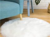 White Faux Fur Bathroom Rug Ciicool soft Faux Sheepskin Fur area Rugs Round Fluffy Rugs for Bedroom Silky Fuzzy Carpet Furry Rug for Living Room Girls Rooms White 3 X 3 Feet
