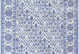 White Rug with Blue Vintage Blue and White Indian Agra Cotton Rug 48300