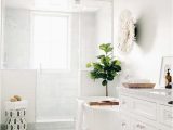 White Runner Rug for Bathroom All White Bathroom Design Glass Shower Faded oriental
