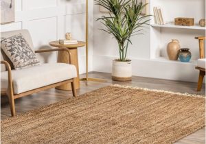 Wool and Jute area Rug Maui Hand Woven Jute with Wool Fringe Natural Rug