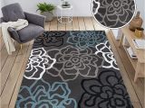 World Rug Gallery Contemporary Modern Floral Flowers area Rug Rugshop Contemporary Modern Floral Abstract Flowers Easy Maintenance for Home Office, Living Room, Bedroom, Kitchen soft area Rug 5′ 3″ X 7′ 3″ Gray