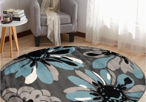 World Rug Gallery Contemporary Modern Floral Flowers area Rug World Rug Gallery Contemporary Modern Flowers area Rug Blue 6’6″ Round Floral & Botanical, Geometric 6′ Round, 8′ Round Indoor Living Room, Bedroom,