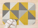 Yellow and Grey Bath Rug Retro Triangle Design In Yellow and Grey Bath Mat