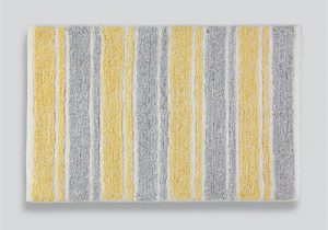 Yellow and Grey Bath Rug Stripe Bath Mat 80cm X 50cm