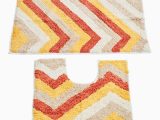 Yellow and White Bath Rug Pack 2 Zarie Plush Bath Mat with Contour Mat Yellow White Red