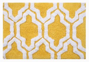 Yellow and White Bathroom Rug Saffron Fabs Quatrefoil 24 X 17