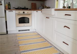 Yellow and White Bathroom Rug Yellow and White Striped Small Rug Yellow and Gray Cotton