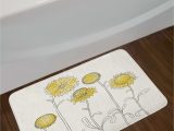 Yellow Gray Bathroom Rugs Hand Yellow Flower Bath Rug