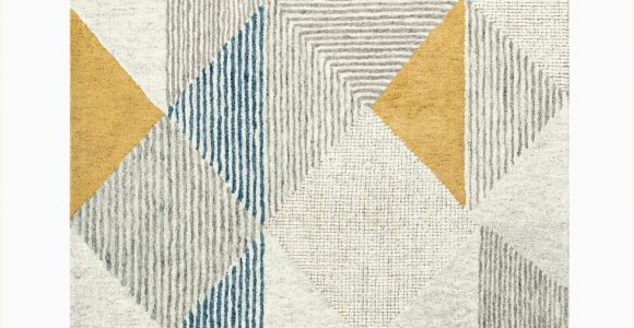 Yellow Gray Blue Rug Companyc Griffin Geometric Handmade Tufted Wool Blue/gray/yellow …