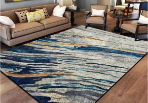 Yellow Gray Blue Rug Modern Abstract Carpets Blue Yellow Gray Living Room Kitchen Home Decor area Rugs Bedroom Bedside Table Study Non-slip Floor Mat