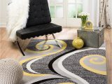 Yellow Grey Black area Rug Summit 39 Yellow Grey Swirl area Rug Modern Abstract Many Sizes Available 7 4" X 10 6"