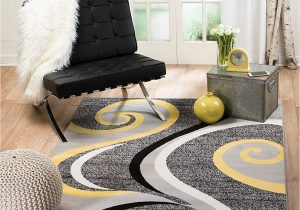 Yellow Grey Black area Rug Summit 39 Yellow Grey Swirl area Rug Modern Abstract Many Sizes Available 7 4" X 10 6"