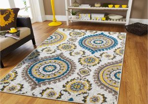 Yellow Turquoise and Gray area Rugs Contemporary Rugs for Living Room area Rugs Modern Flowers 2×3 Rugs for Bedroom for Teens 2×4 Blue Cream Grey Door Mats Outside Entrance Rug Washable, …