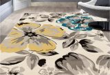 Yellow Turquoise and Gray area Rugs Floral Gray/grey Yellow Blue area Rug â Discounted-rugs