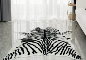Zebra Print area Rugs Target Zebra Print Rug Faux Skin area Rug Cowhide Animal Western Decor Cute Carpet for Bedroom Living Room , 4.9×6.6 Feet