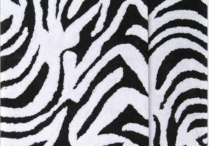 Zebra Print Bath Rug Chesapeake 2 Piece Zebra 21 Inch by 34 Inch and 24 Inch by 40 Inch Bath Rug Set Black and White